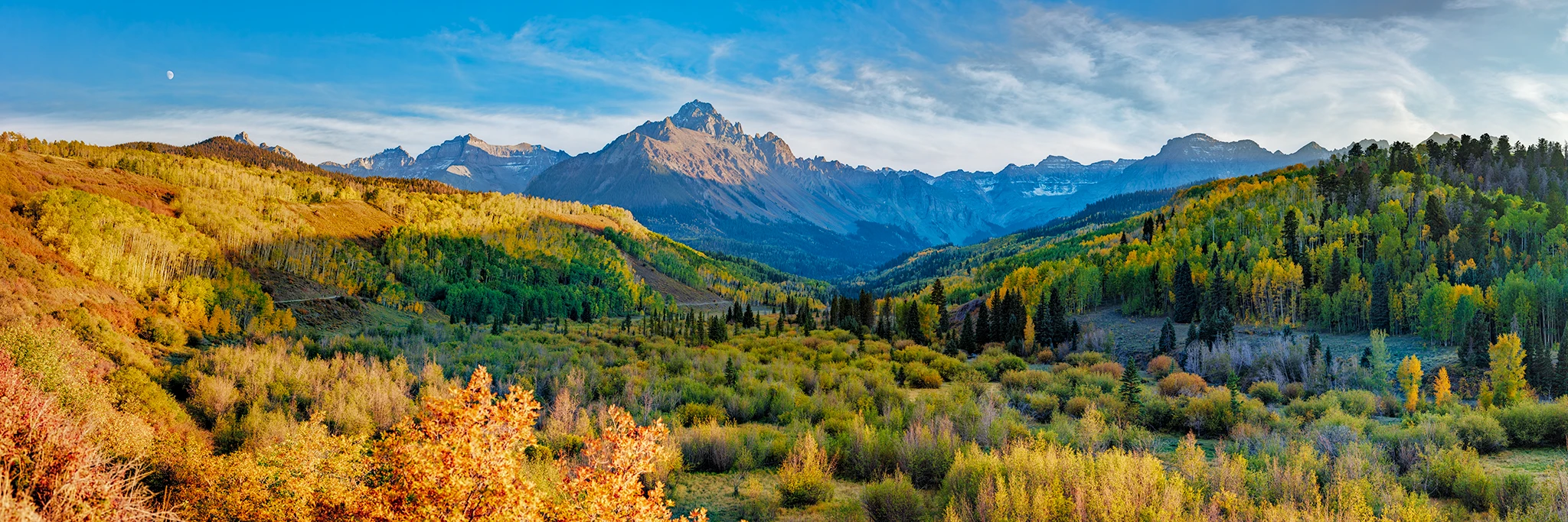Autumn sunset on Mount Sneffels along County Road 7 near Ridgway, Colorado