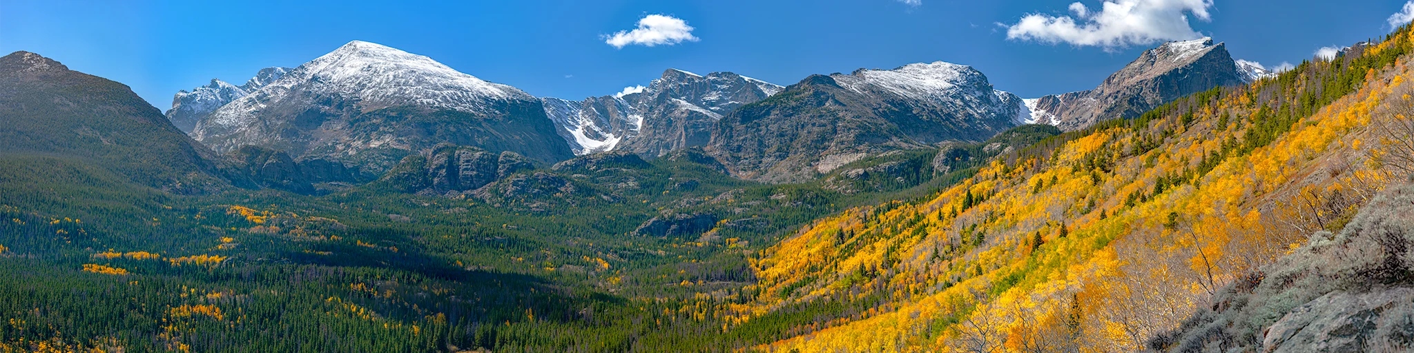 Hallett Peak with fall colors in Rocky Mountain National Park