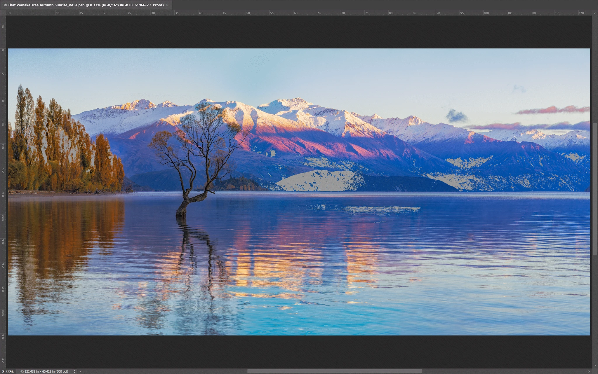 sRGB proof with Photoshop Gamut Warning enabled