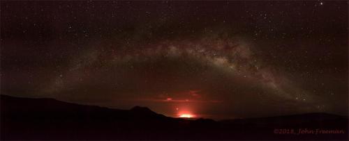 Milky Way and Mars Rising Out of the Fire